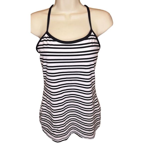 Lululemon Twin Stripe Black & white Power Y Tank Size 6 - Picture 2 of 6
